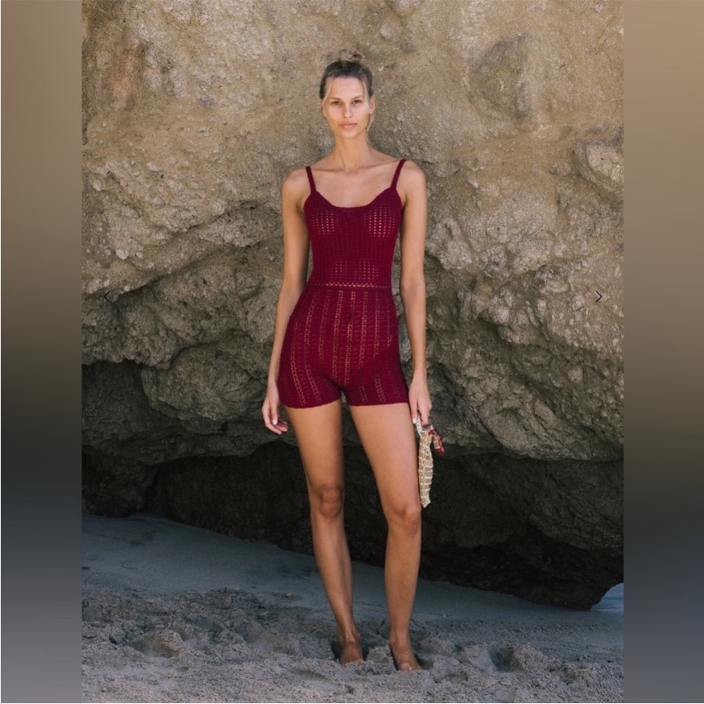 Savannah Morrow The Label Leo Romper in Ruby NWT Small $650 MSRP